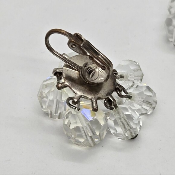 Vintage AB Crystal Cha Cha Clip-on Earrings Silver tone - Picture 3 of 6